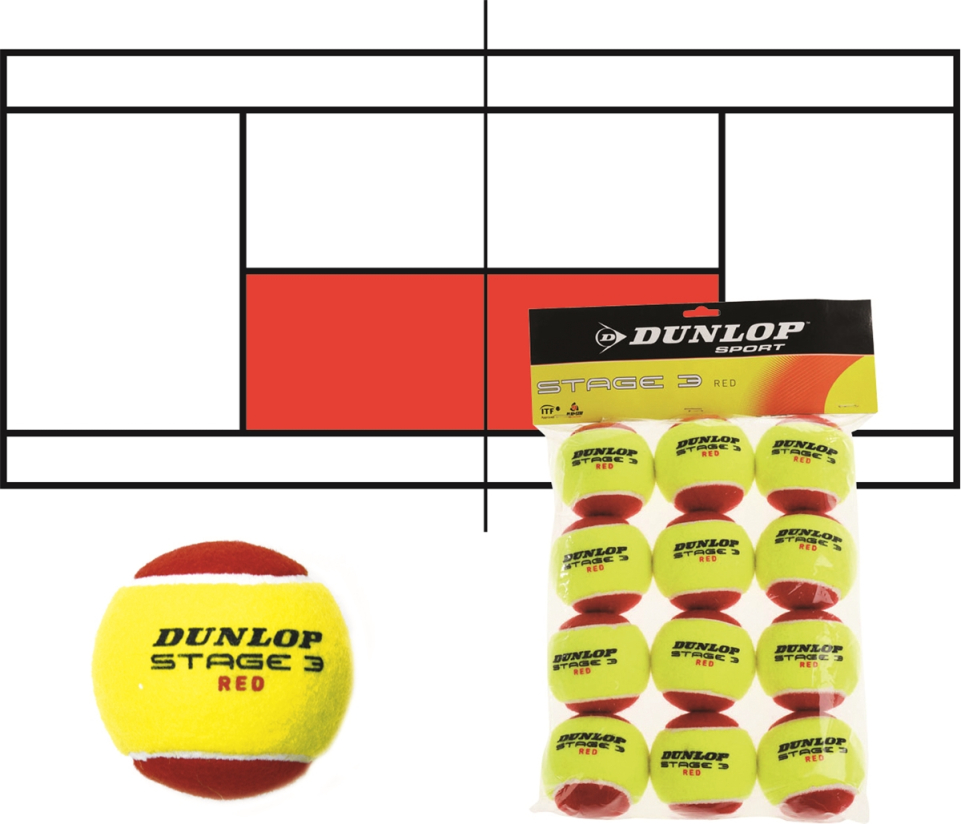 Lot de 12 balles de tennis DUNLOP Stage 3