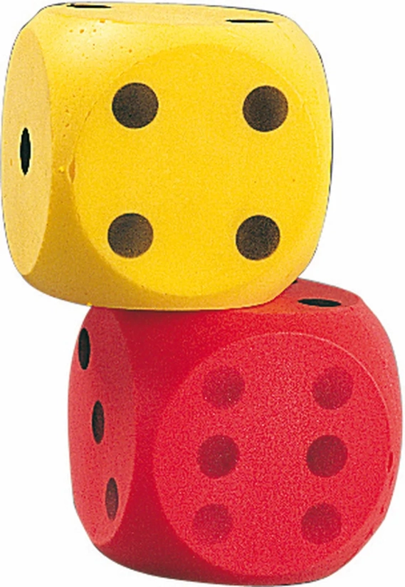 Paar dobbelstenen van schuim 16cm