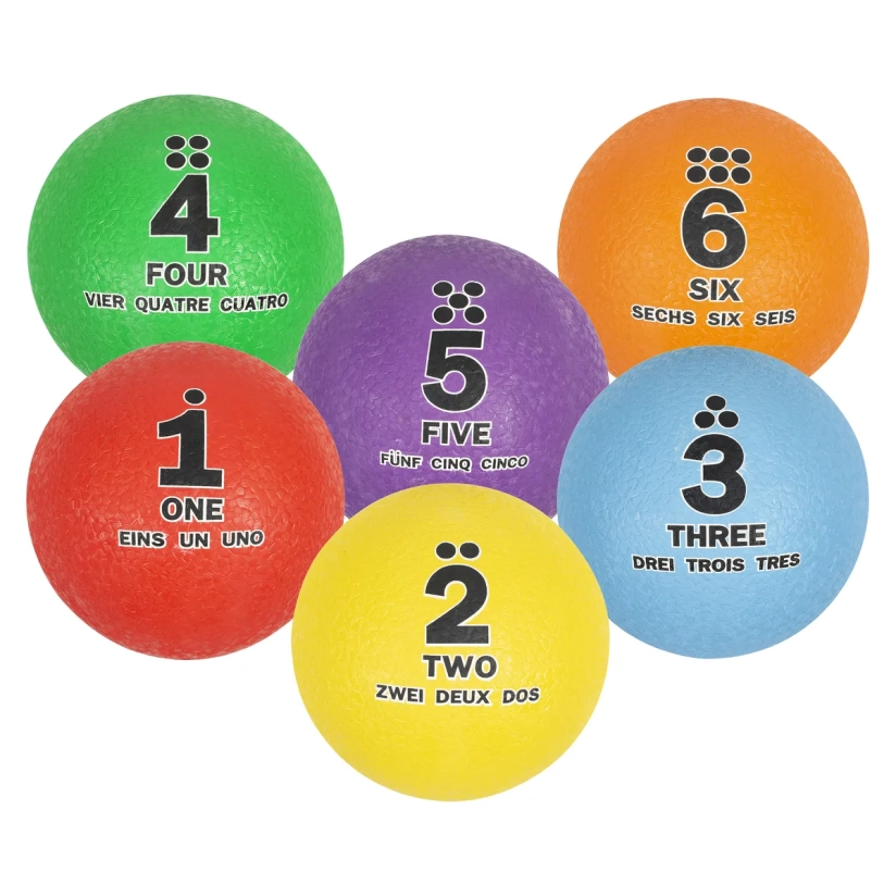 Set van 6 genummerde ballen