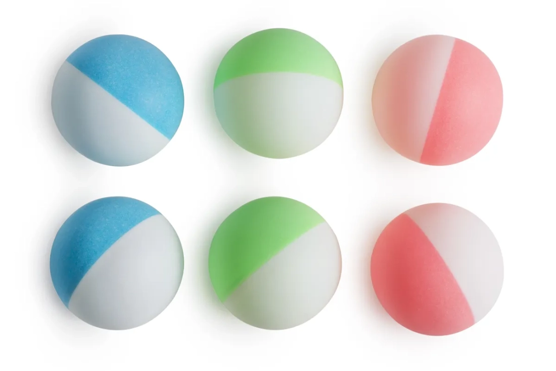 Lot de 6 balles de tennis de table bicolores