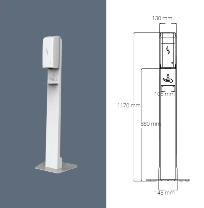 Desinfectie zuil SCI voorzien van een contactloze dispenser