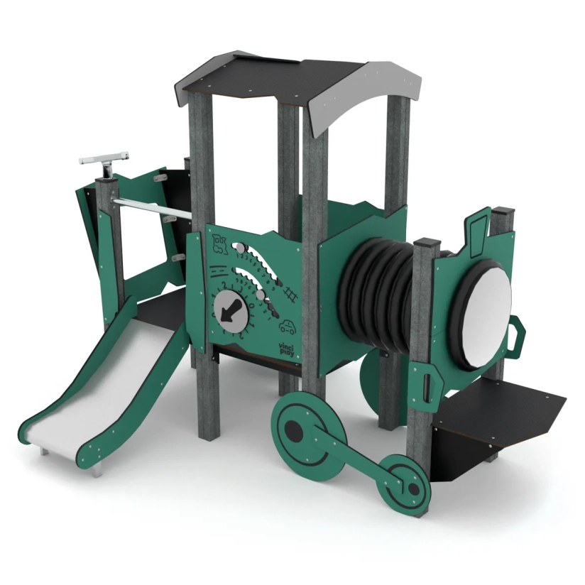 Speellocomotief in gerecycled materiaal