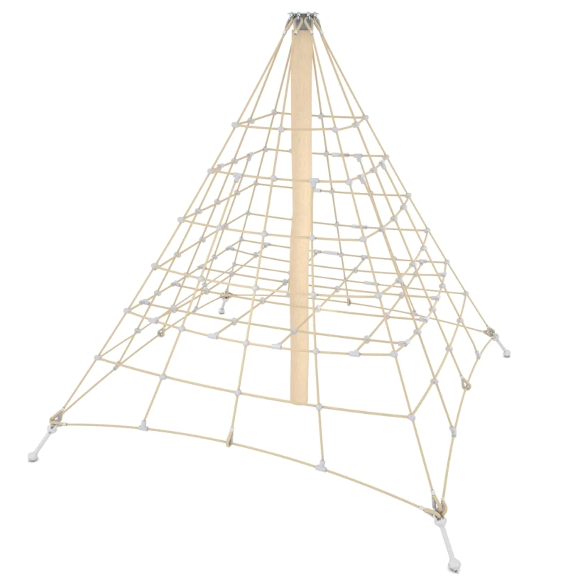 Piramide van touwen en hout