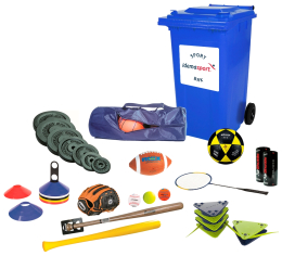 Sportbak met sportuitrustingen