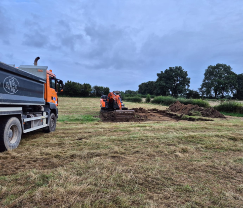 travaux préparatoires pour aménagement terrain multisport