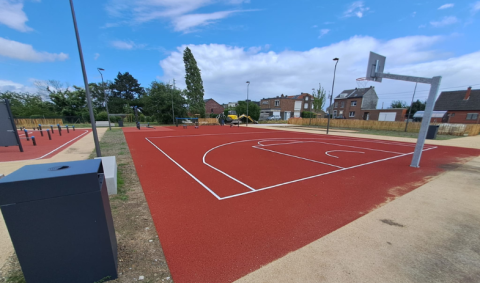 terrain de basket 3x3 avec caoutchouc coulé